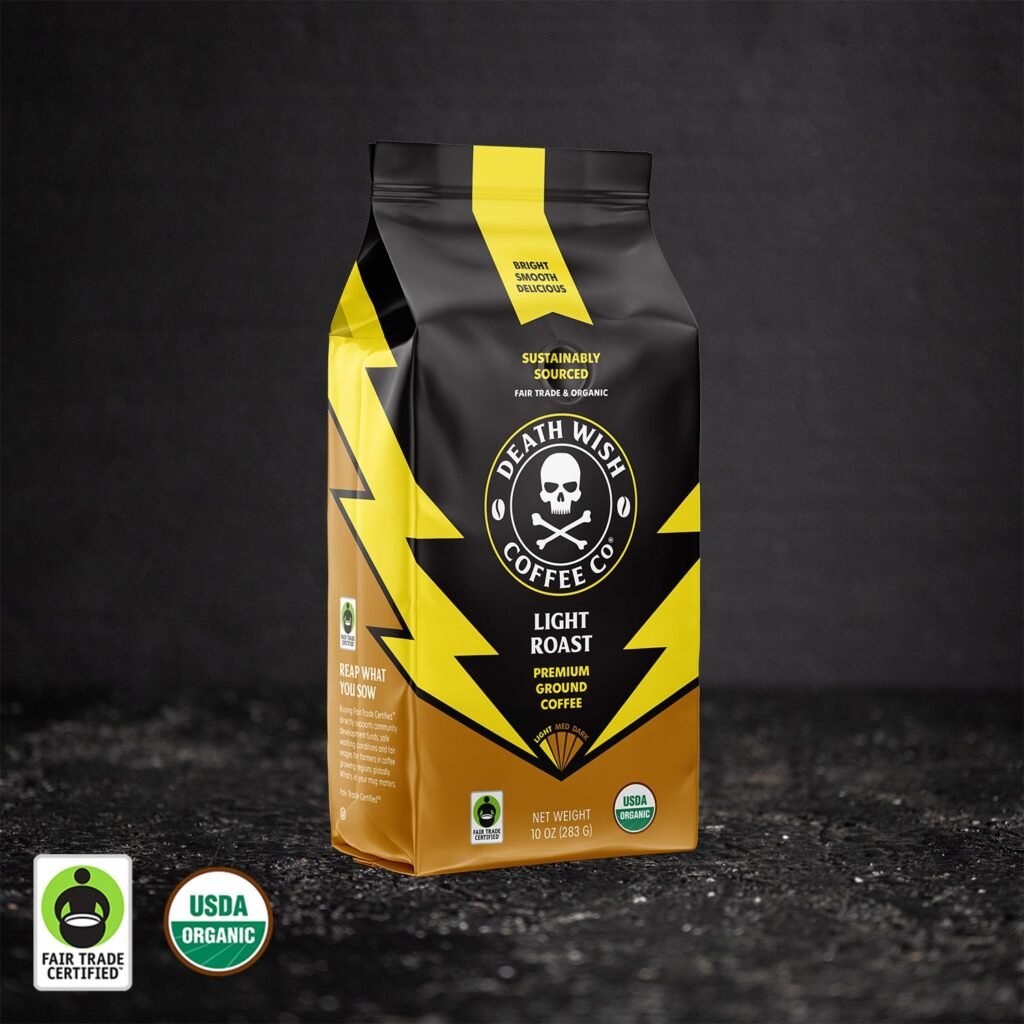 Death Wish Coffee Light Roast Ground Coffee, 10 oz