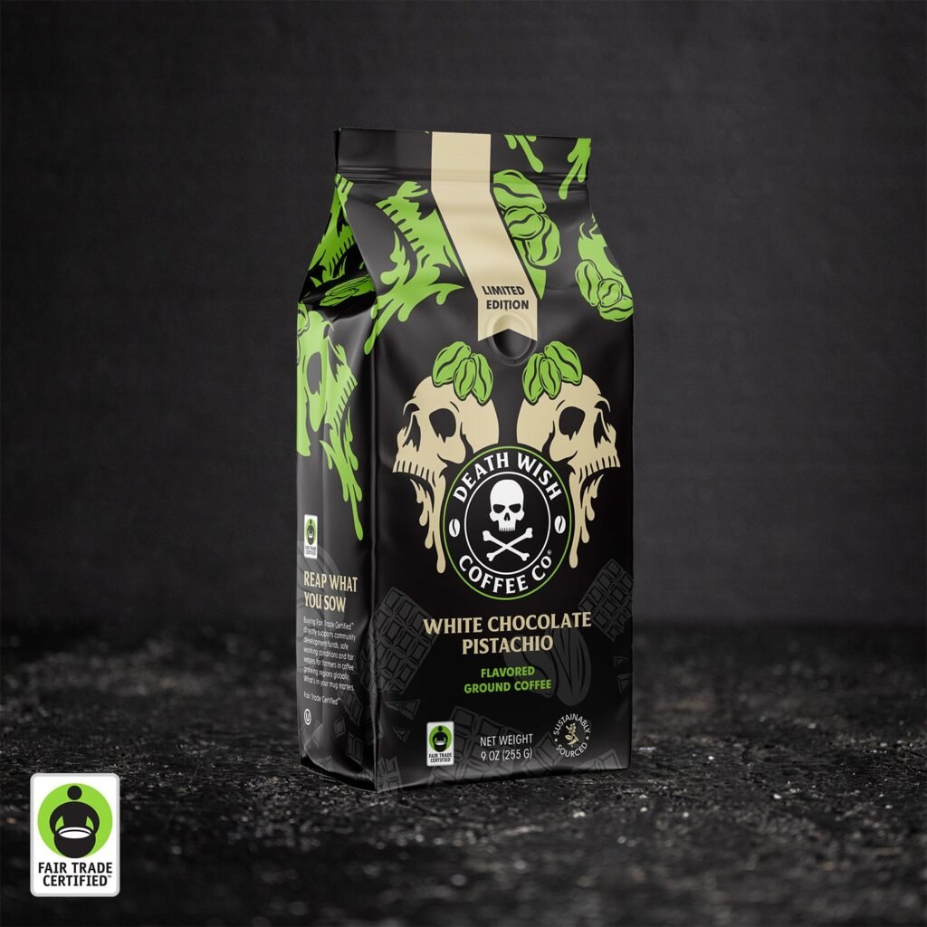 Death Wish Coffee White Chocolate Pistachio Ground Coffee, 9 oz