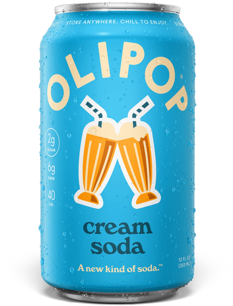 OLIPOP Cream Soda Prebiotic Soda, 12-Pack
